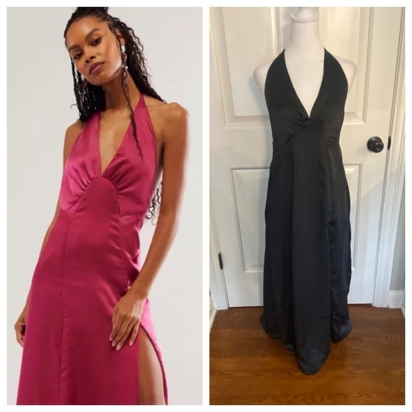 New! Free People dance til dawn Halter Maxi Dress nwot black 33461 - Picture 2 of 15